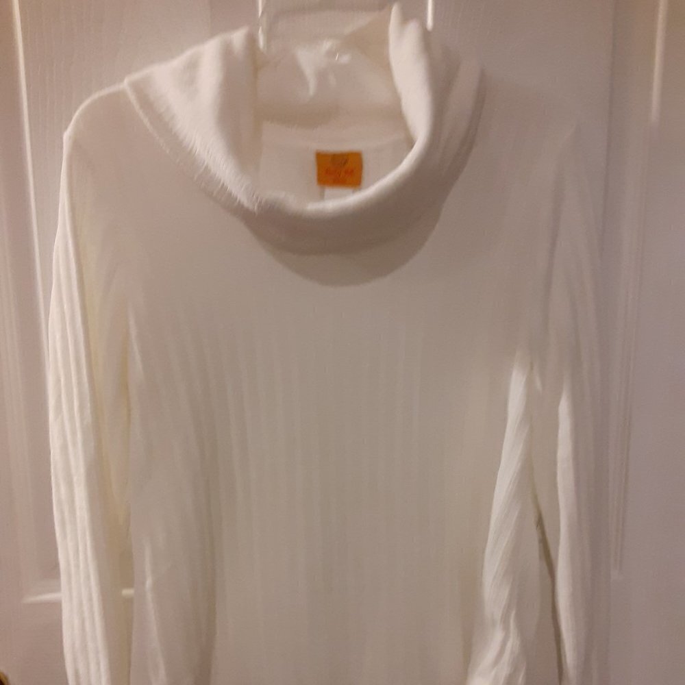 Ruby Rd. Medium Petite Cream Colored Cowl Neck Long Sleeve Sweater